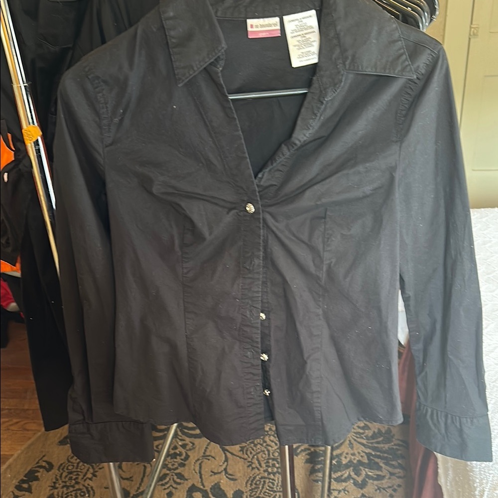 No Boundaries Black Stretch Button-Up Shirt – Juniors Medium (7/9)